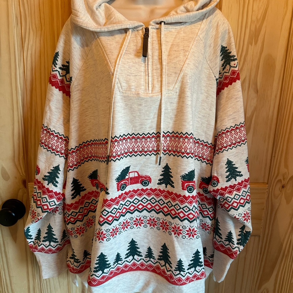 Maurices Soft Cream holiday 1/4 zip hoodie